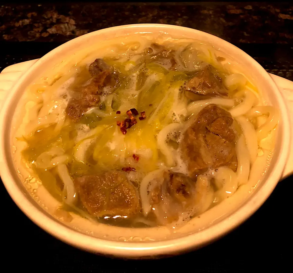 牛テール煮込みうどん🐮とても濃厚な出汁で美味し~🌿お肉もホロホロ🌿|💍ごはん🍚さん