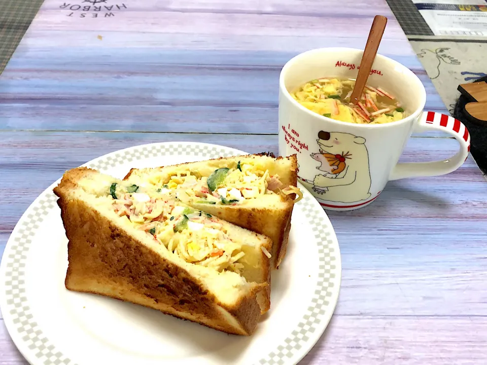 サラダスパのホットサンドorたまごスープ|はがきょんさん