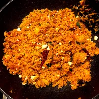 Spicy fried rice with mackerel & salted eggs.