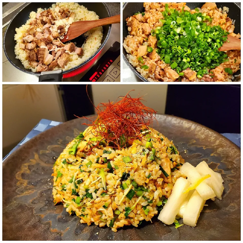 Snapdishの料理写真:週末の余り物の有効活用で、チャーハン！|motohiroさん