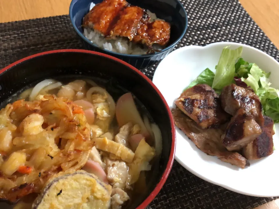 卵うどん&秋刀魚の蒲焼丼|ここなりさん