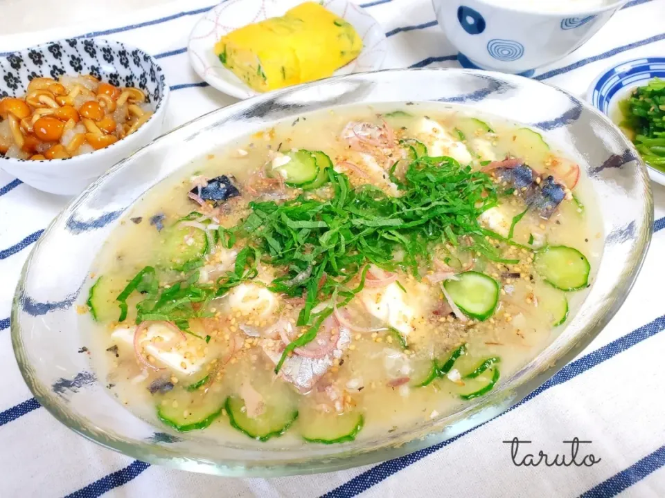 サバ缶🐟de簡単冷や汁朝ごはん😋🍚|taruto⭐️さん