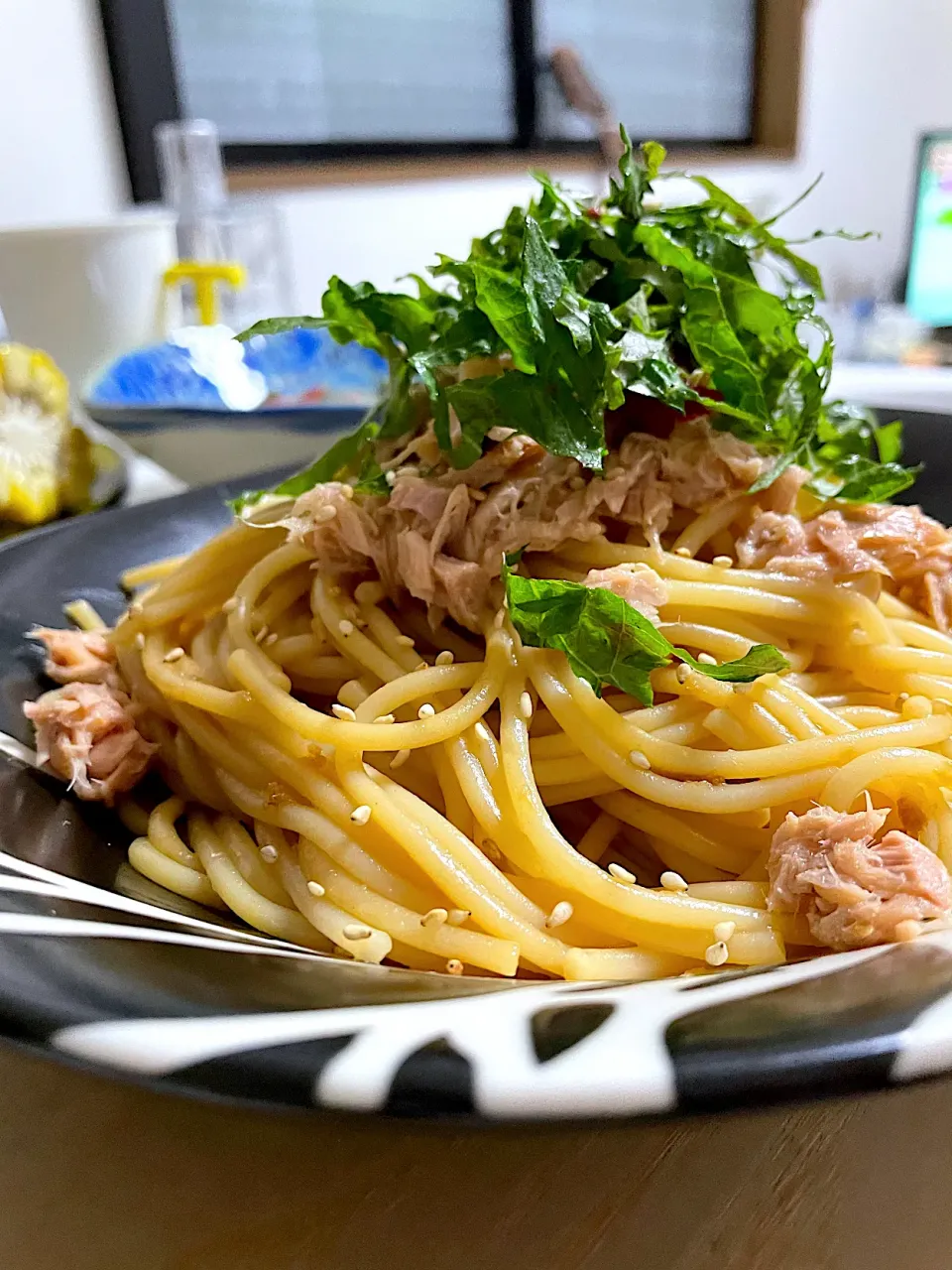 お米買い忘れてまたパスタ　シソと梅干しとシーチキンとゴマ　パスタ🍝|Ryokoさん