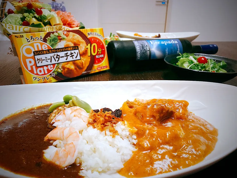 6/3 バターチキンカレーと牛すじカレーコラボ💗|あーるさん