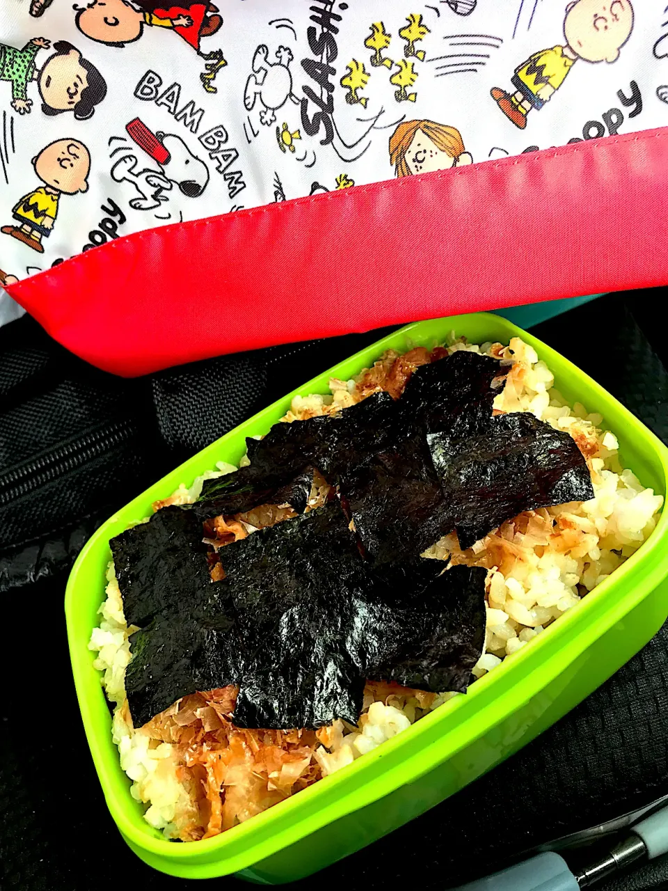 #昼飯　梅おかか海苔段々ロウカット玄米ご飯弁当|ms903さん