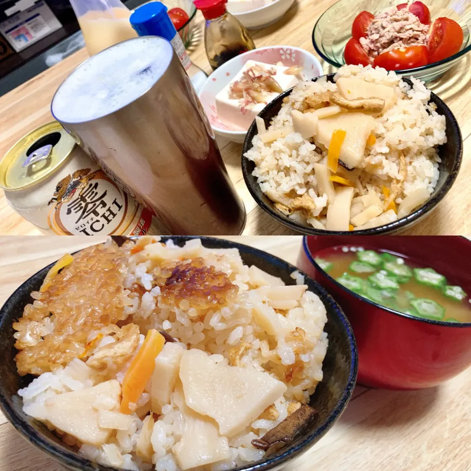 昨日の晩ご飯に続いて、遅めの昼ご飯もタケノコご飯🍚|ジイジさん