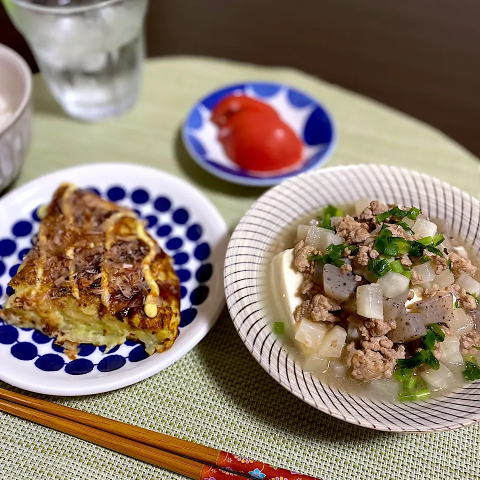 豆腐の和風あんかけと長芋ほふわふわ焼き|ちぐあささん