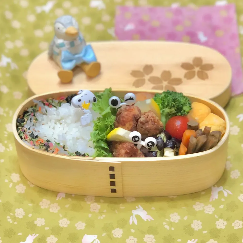 鶏モモ唐揚げ☘の💙ちゃんお弁当　5/17月|sweet homeさん