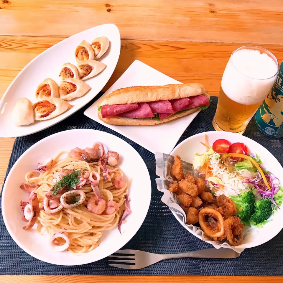 小エビとイカとベビーホタテのオイルソースパスタ|Ruotoさん