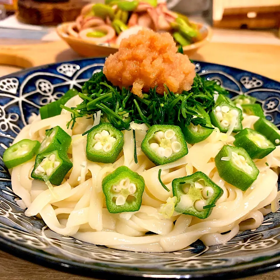 冷やしうどん、たらこのせ🥢|みっこちゃんさん