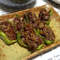 Snapdishの料理写真:ピーマンのプルコギビーフ詰め🫑🥩|おすずさん