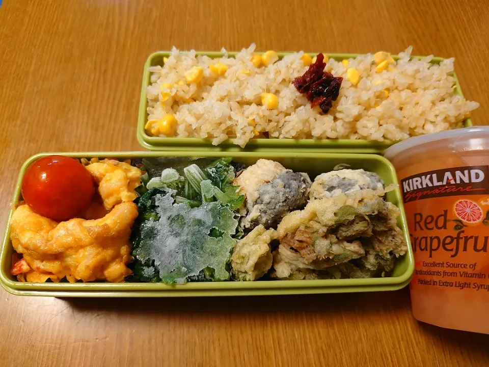 とうもろこしご飯と天ぷら弁当|りょーさん