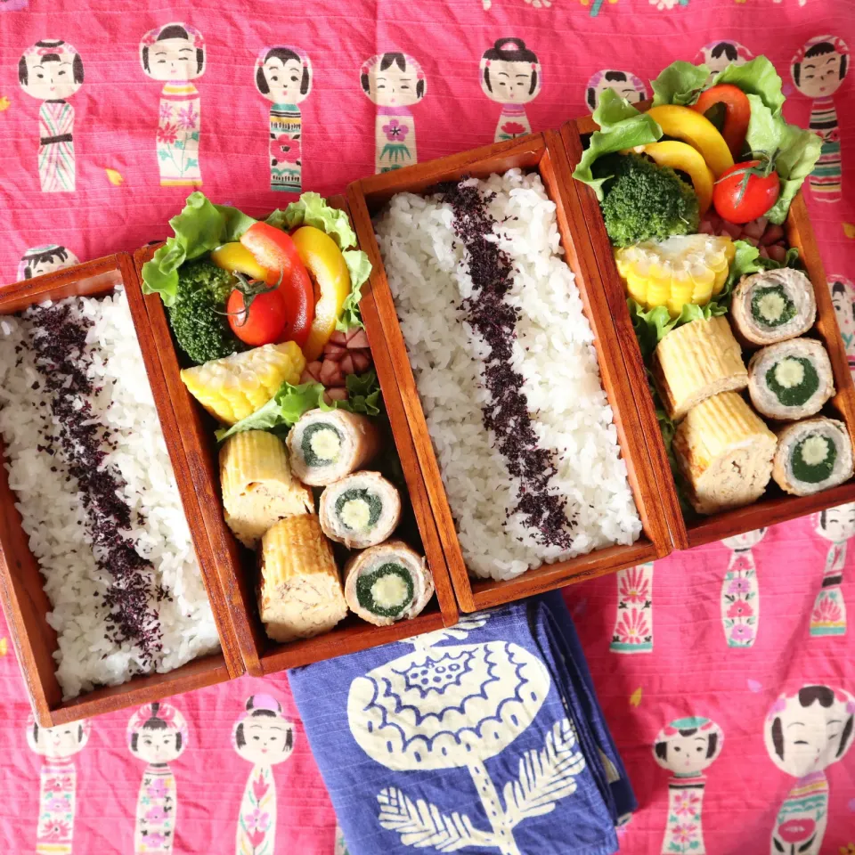 高校生男子弁当＆中学生男子弁当🍱肉巻き野菜|なかじー。さん