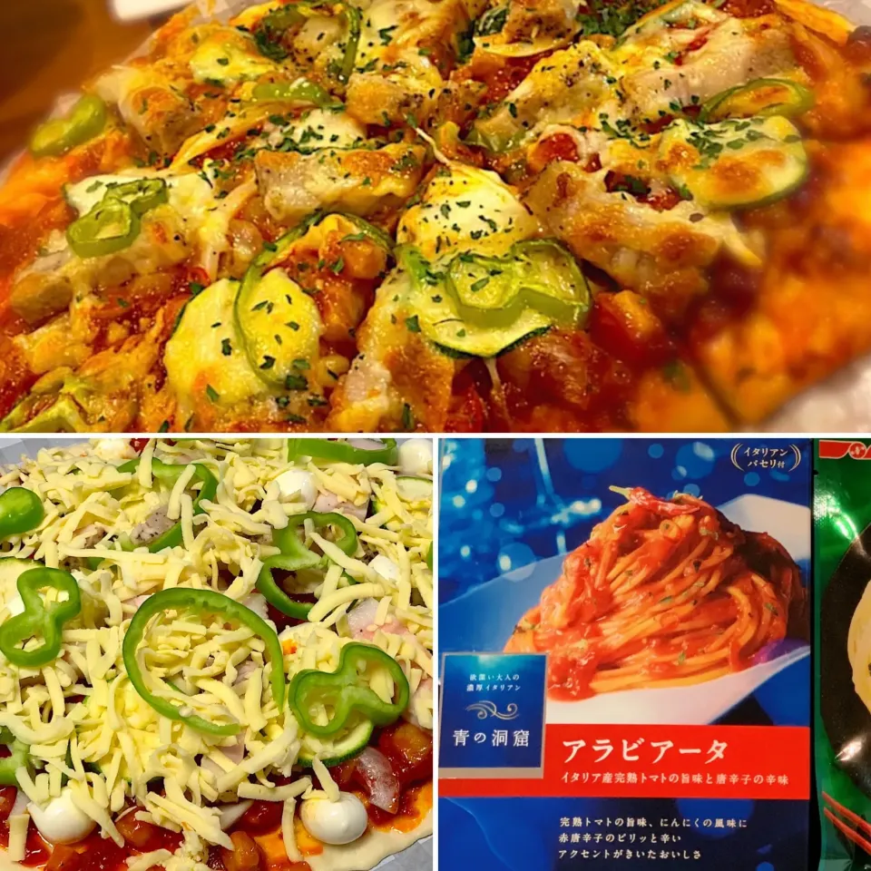 手作りピザ🍕豚バラブロックの塩釜焼きのアラビアータピザ|ふくすけ食堂さん