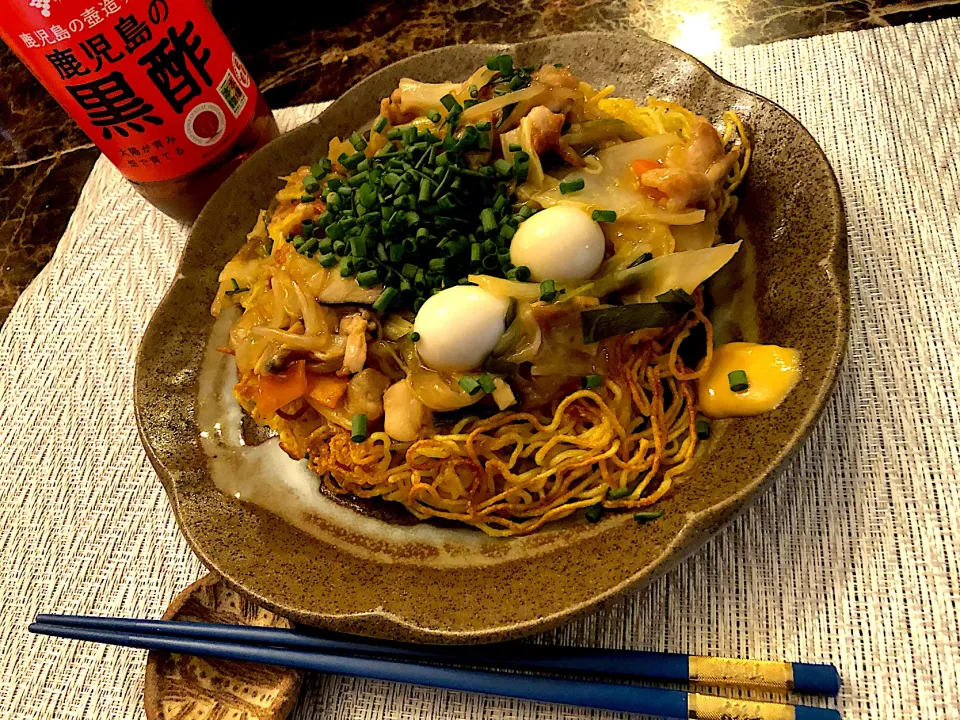 ごま油香る🍀バリカタ餡掛け五目焼きそば🌿黒酢でサッパリ🎐|💍ごはん🍚さん