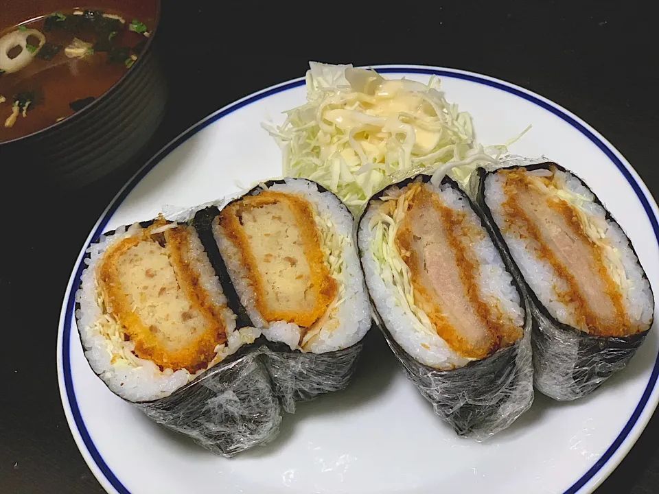 Snapdishの料理写真:お惣菜を使って簡単おにぎらずランチ|ふくすけ食堂さん