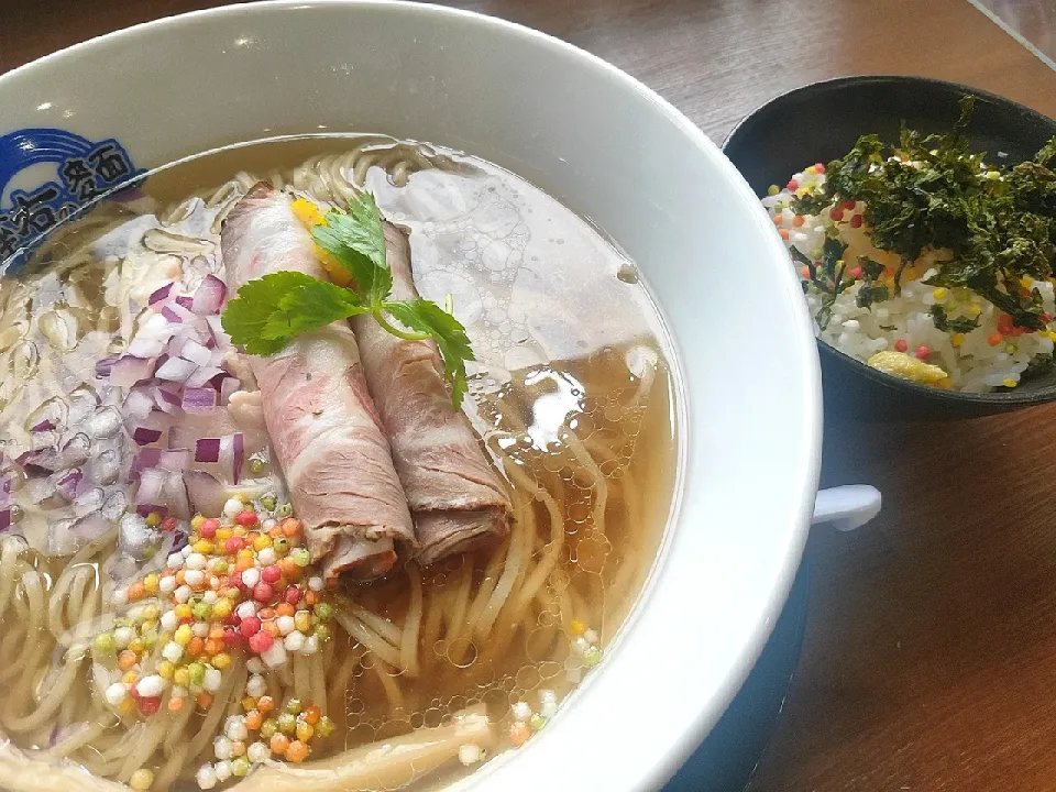 座右の麺　だし塩ラーメン　〆のだし茶漬けセット|のぶさん