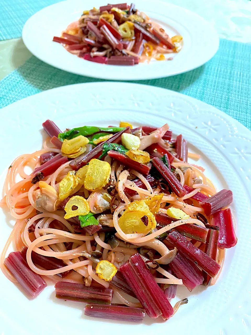 ビーツのペペロンチーノ🍝|ぽっちさん