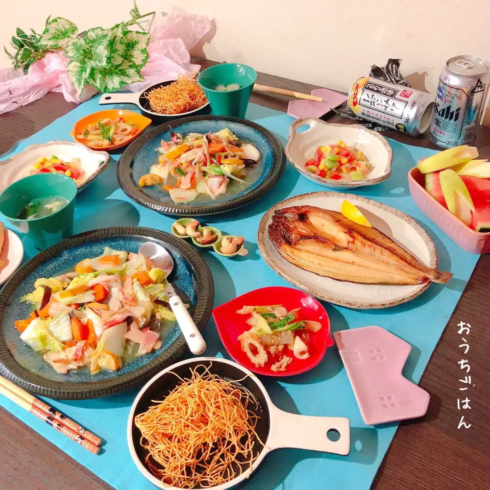 Snapdishの料理写真:野菜だらけの晩ごはん(笑)|ぷらっとさん