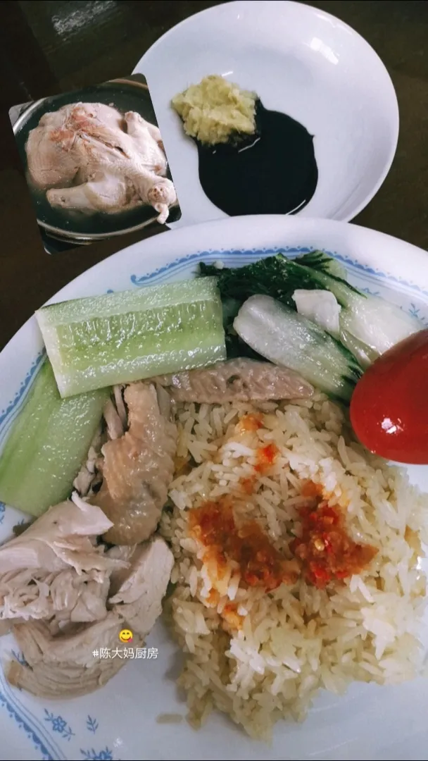 Chen ma first attempt cooking chicken rice oishii|Apple Tanさん