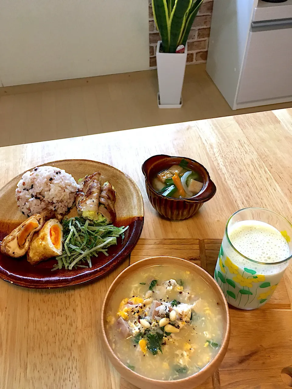 旦那さんの朝ごはんと、お弁当オカズでmyランチプレート😊💓|さくたえさん