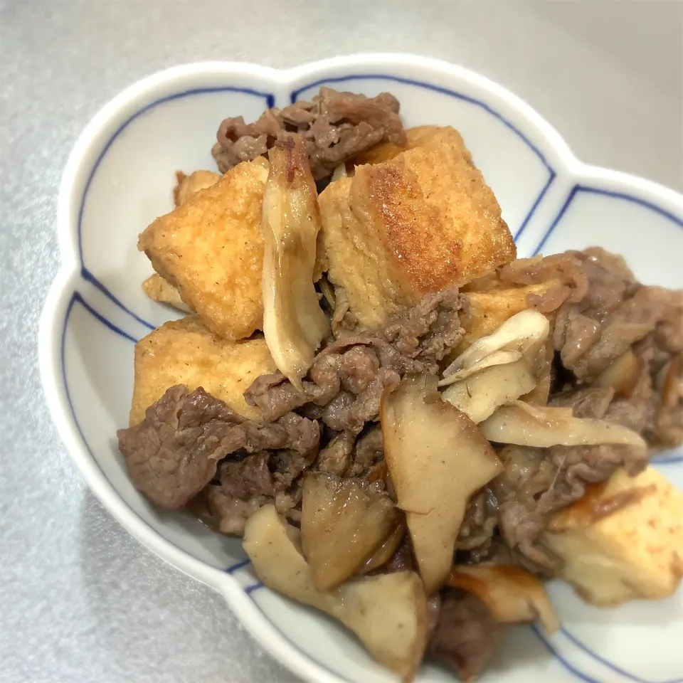 厚揚げと舞茸の牛肉炒め|▫️さん