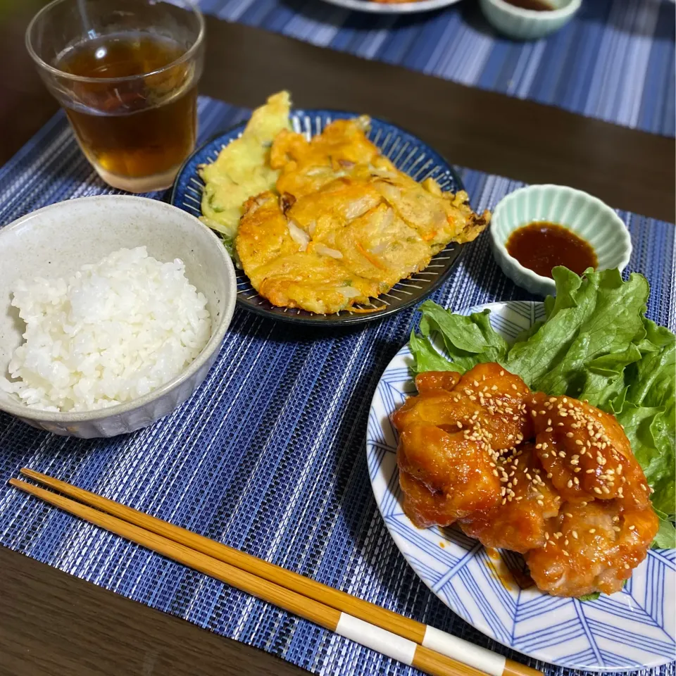 ヤンニョムチキンとチヂミ🇰🇷|ちぐあささん