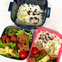 Snapdishの料理写真:女子高生と男子高生のお弁当|料理嫌いなおかあさんさん