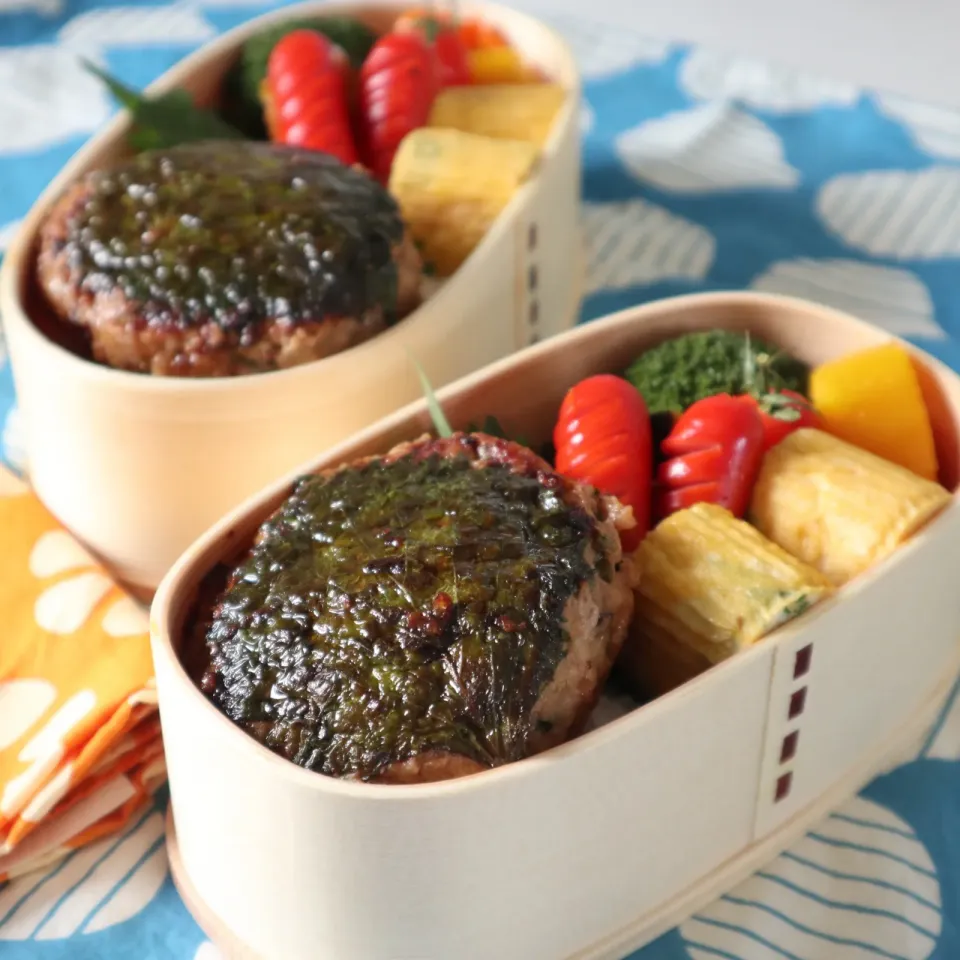 高校生男子弁当＆中学生男子弁当🍱つくねバーグ|なかじー。さん