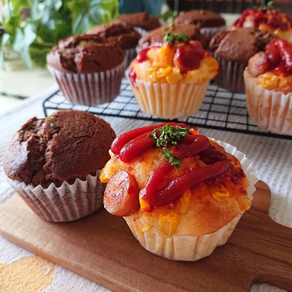 ホットケーキミックスでマフィン二種|ポトスさん