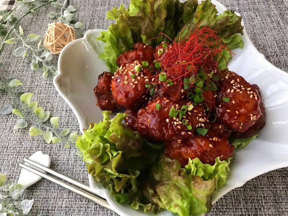 時短❣️冷凍唐揚げでヤンニョムチキン💕|まなまな♡さん