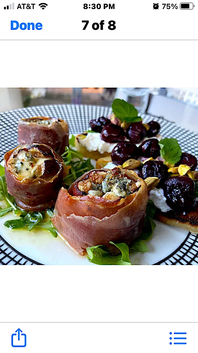 Roadted Cherry, Ricotta Crostini with Pistachio and Mint  .. Baked Figs with Stilton and Prosciutto|Christine pavelkaさん