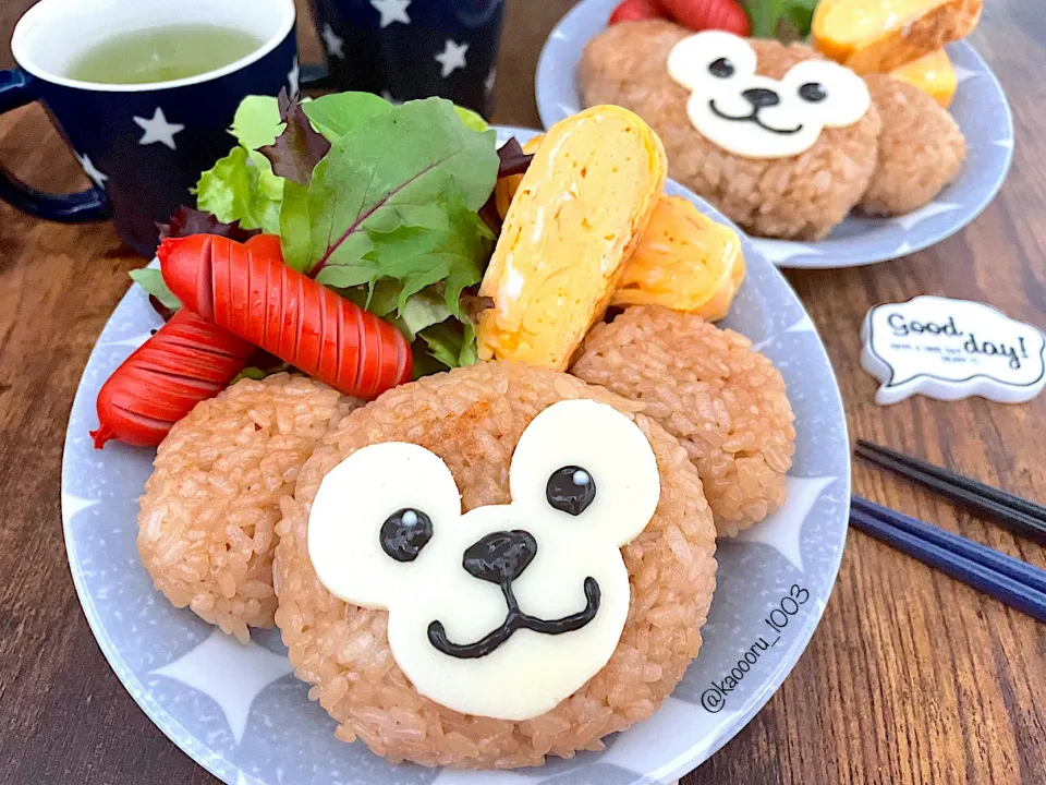 ダッフィーの焼きおにぎりプレート🧸|かおるさん