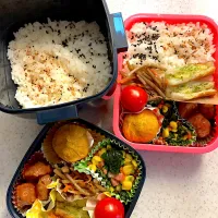 Snapdishの料理写真:女子高生と男子高生のお弁当|料理嫌いなおかあさんさん