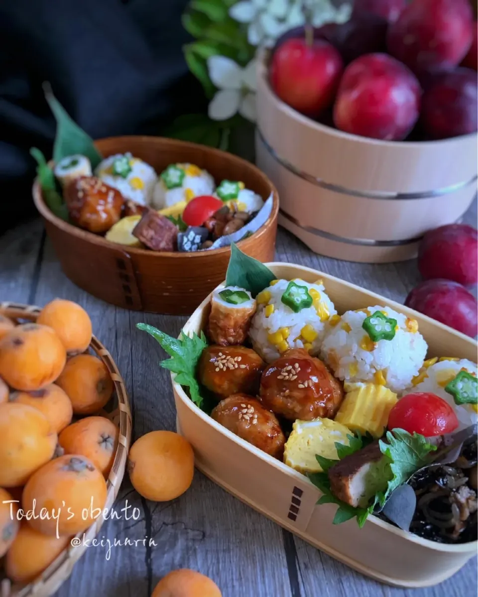 バター醤油とうもろこしごはんのおにぎり弁当|@keijunrinさん