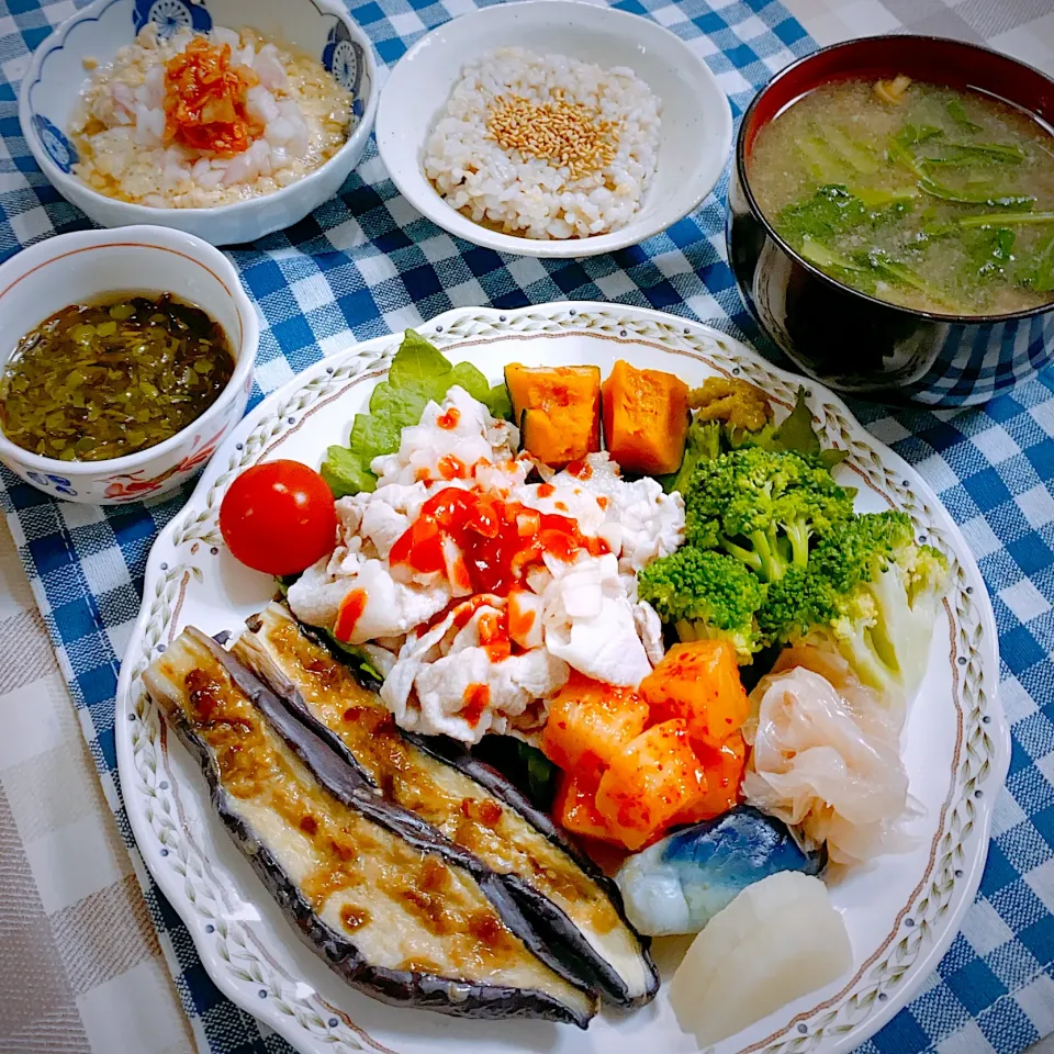 今日の夕ごはん★ピリ辛豚しゃぶと茄子の酢味噌焼き|riko30294さん