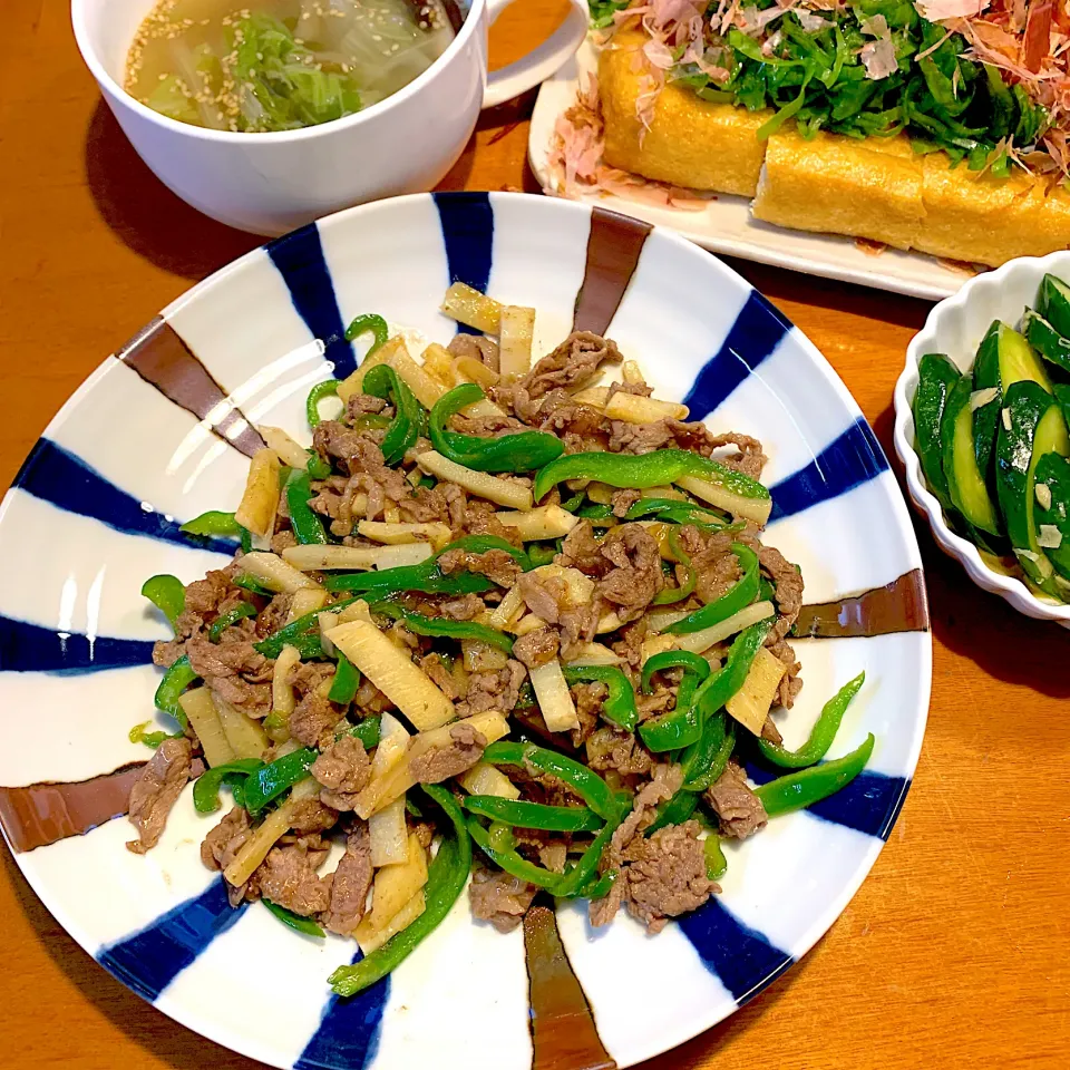 青椒肉絲の夕飯|あっちゃんさん