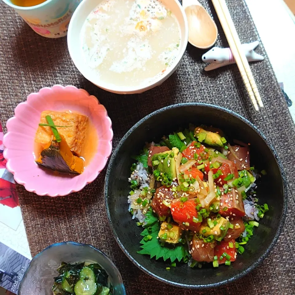 マクロとサーモンのポキ丼|ポチさん