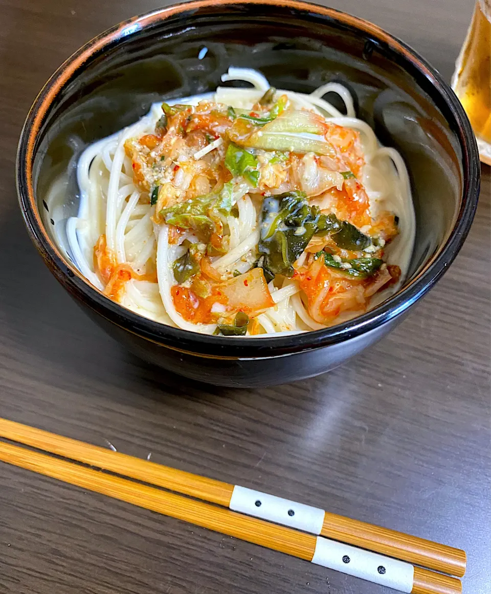 豆乳味噌キムチそうめん|ちぐあささん