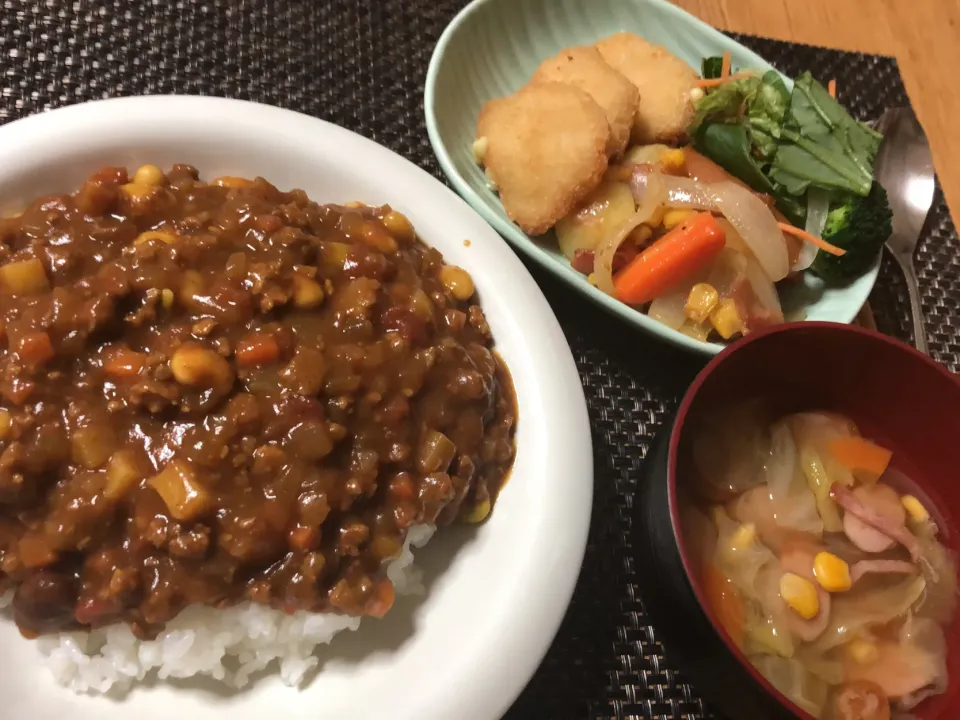 豆カレー&ジャーマンポテト|ここなりさん