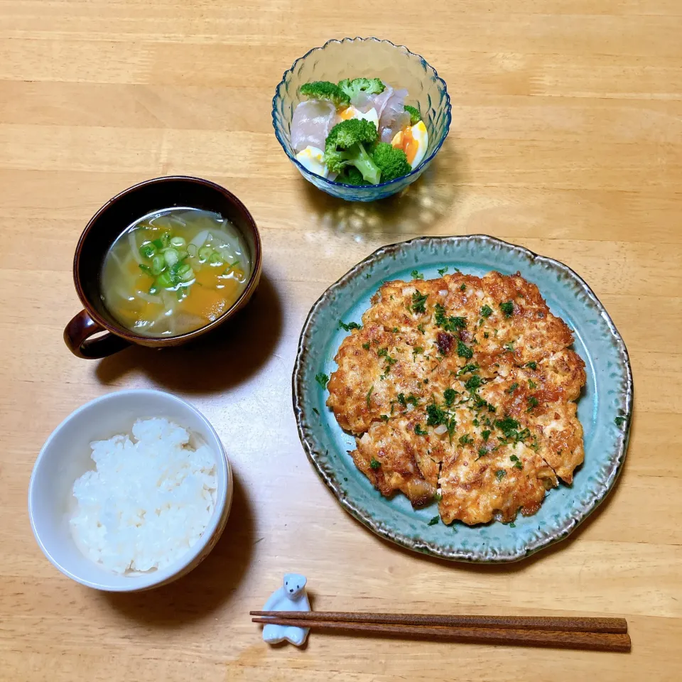 Snapdishの料理写真:鶏むね肉のキムチーズ大判チヂミ🧀|ちゃみこさん