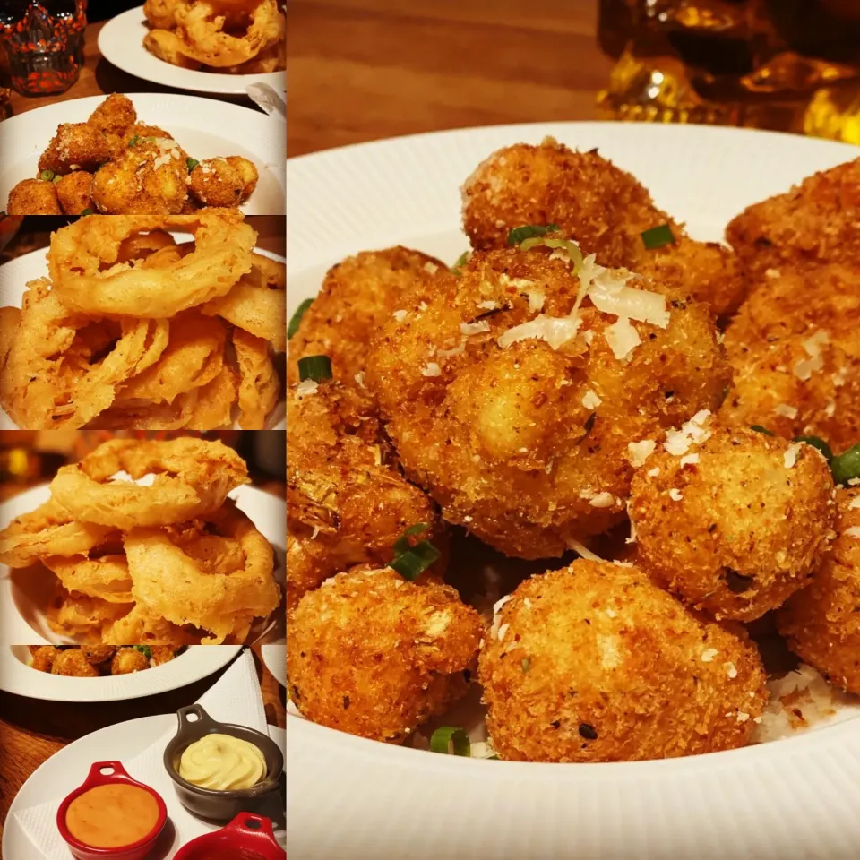 Fried Friday Vegetarian Meal 
Fresh Roasted Cauliflower Breaded in Cajun Spice and deep fried with crispy fresh Battered onion rings with  Mayo , Tomato & Hot S|Emanuel Hayashiさん