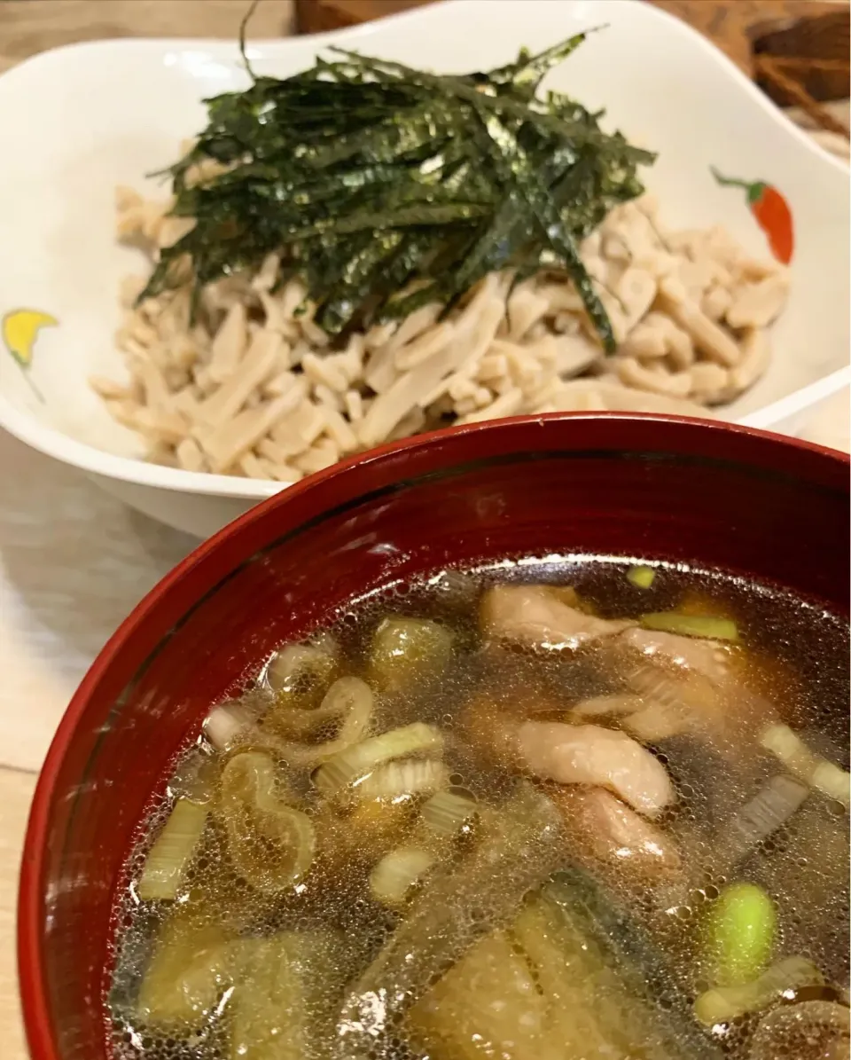 Snapdishの料理写真:蕎麦打ち体験❗️鳥肉と茄子汁で|みっこちゃんさん