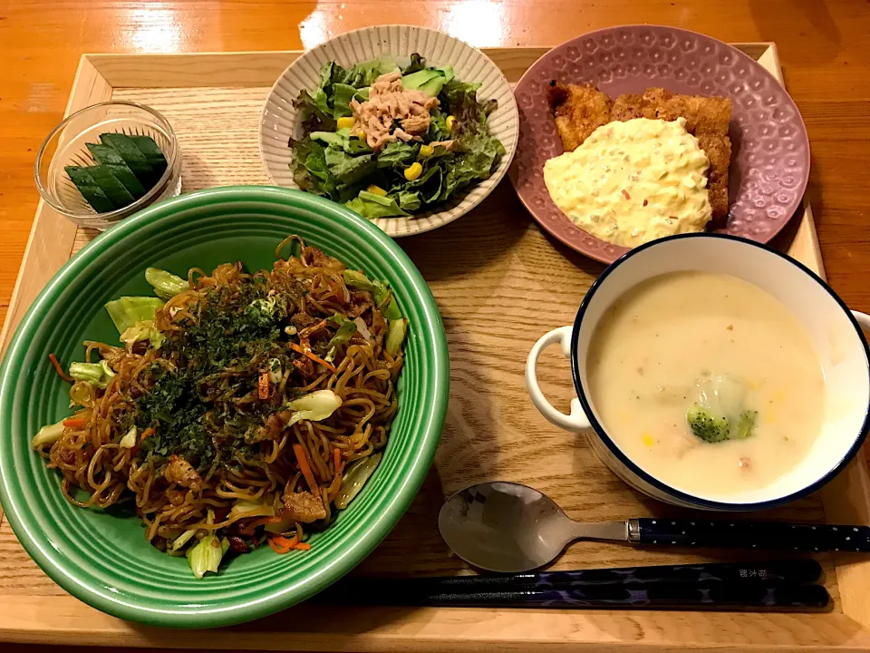 焼きそば&チキン南蛮|だんご3兄弟さん