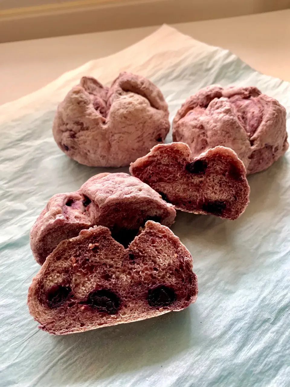 Blueberry Sourdough Bread Rolls|gonbenさん