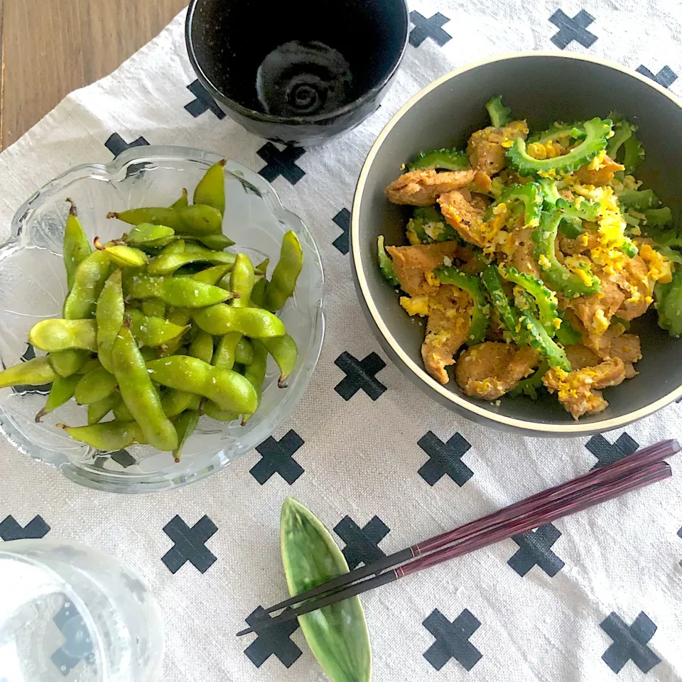 晩酌晩ご飯♫♪ 大豆のお肉でゴーヤチャンプル|Yuka Tさん