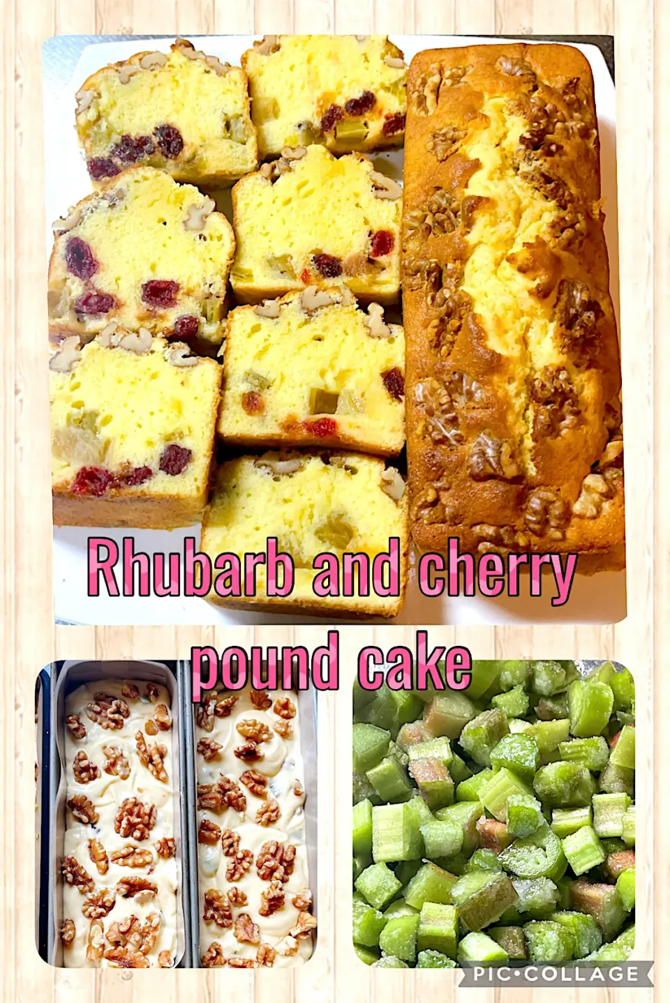 Rhubarb & cherry pound cake|Blueberry🫐さん