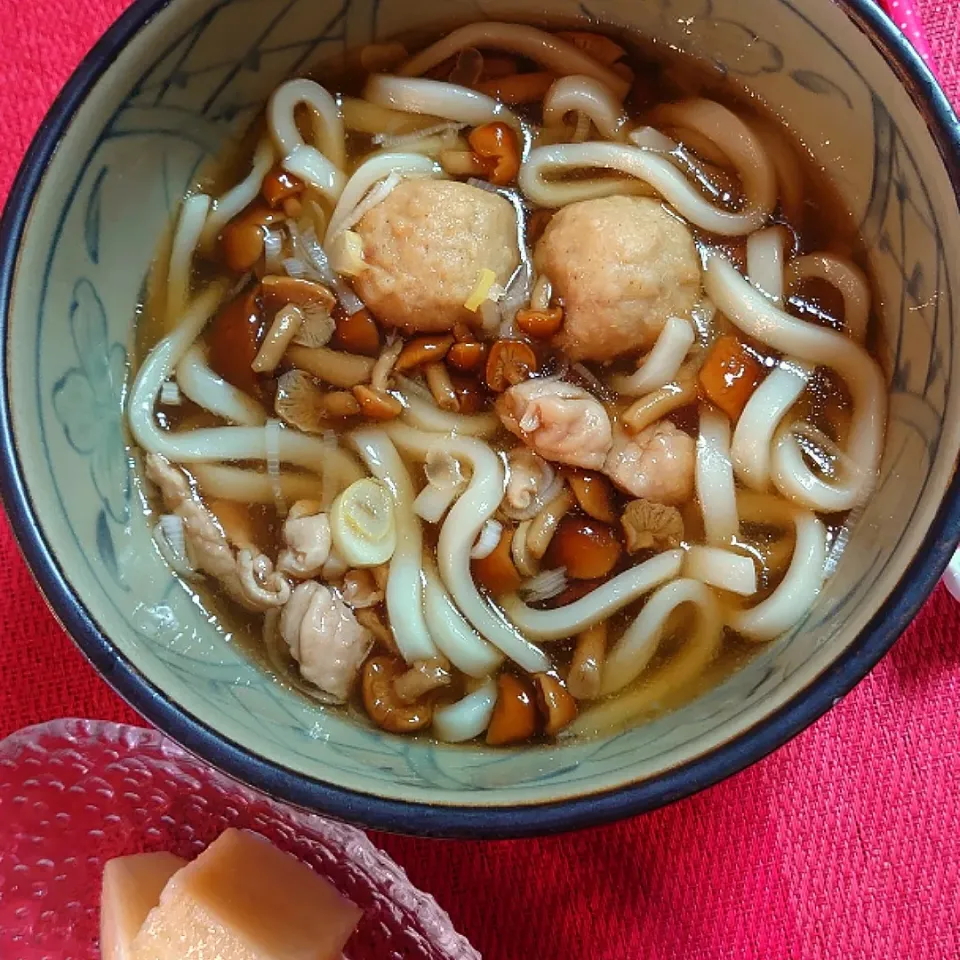 朝ご飯　(なめこ汁うどん)|ポチさん