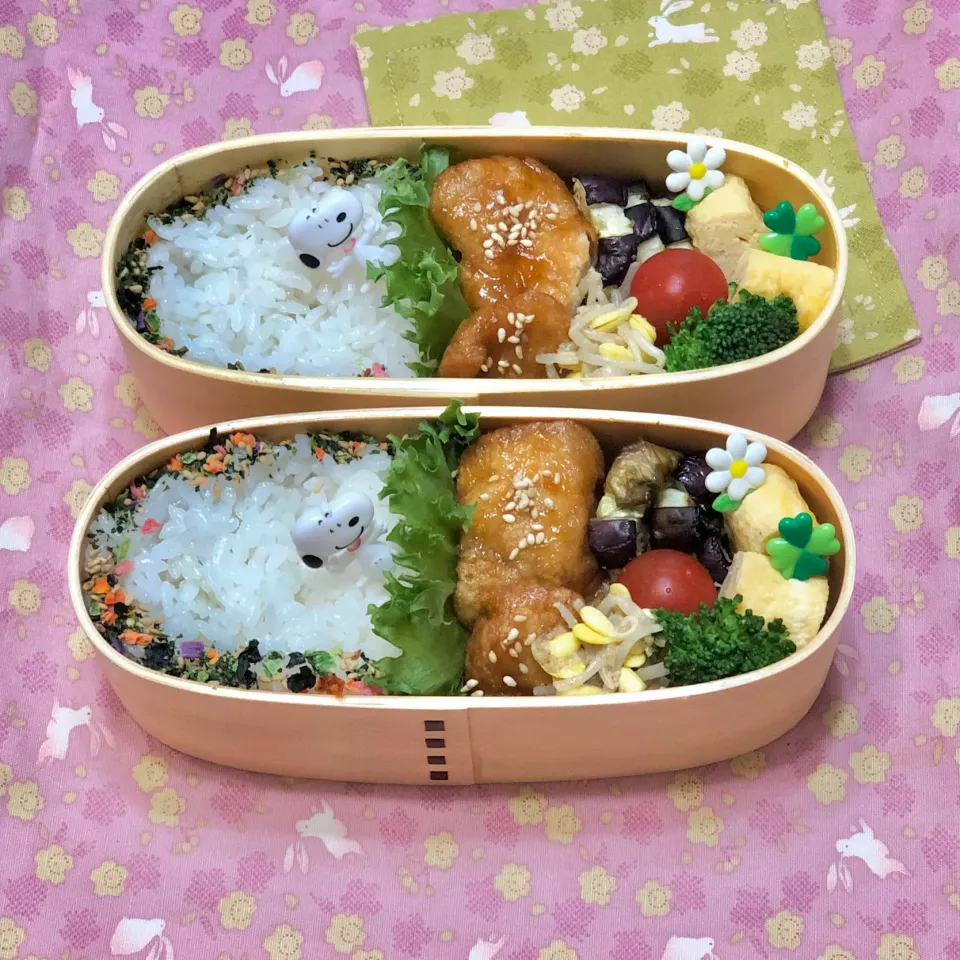 胸肉の甘酢チキン☘の双子ちゃんお弁当💙❤️ 6/4金|sweet homeさん