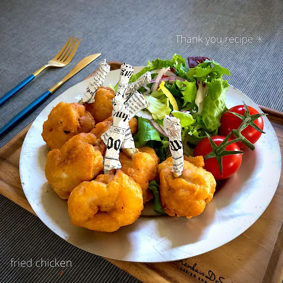 Snapdishの料理写真:ひとみんΨ(*´∀｀)Ψさんの料理 天ぷら粉でフライドチキン🐔|なだちいさん